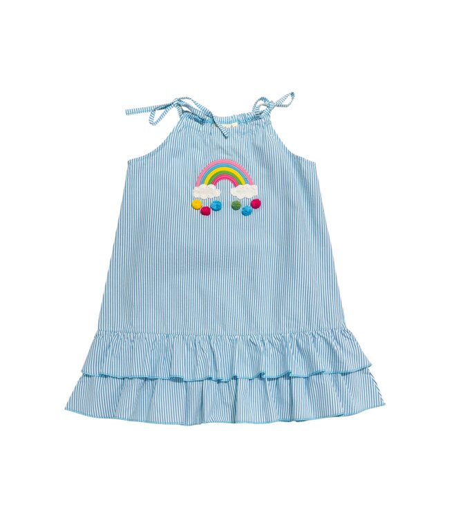 Luigi Turquoise/White Stripe Rainbow w/Clouds Dress