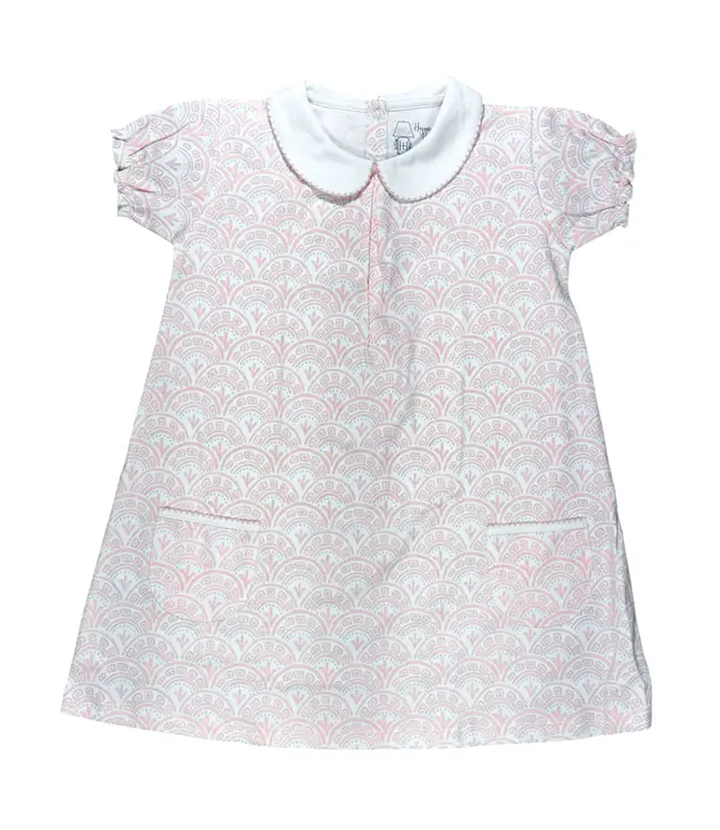 Heyward House Pink Scallop S/S Pocket Twirl Dress