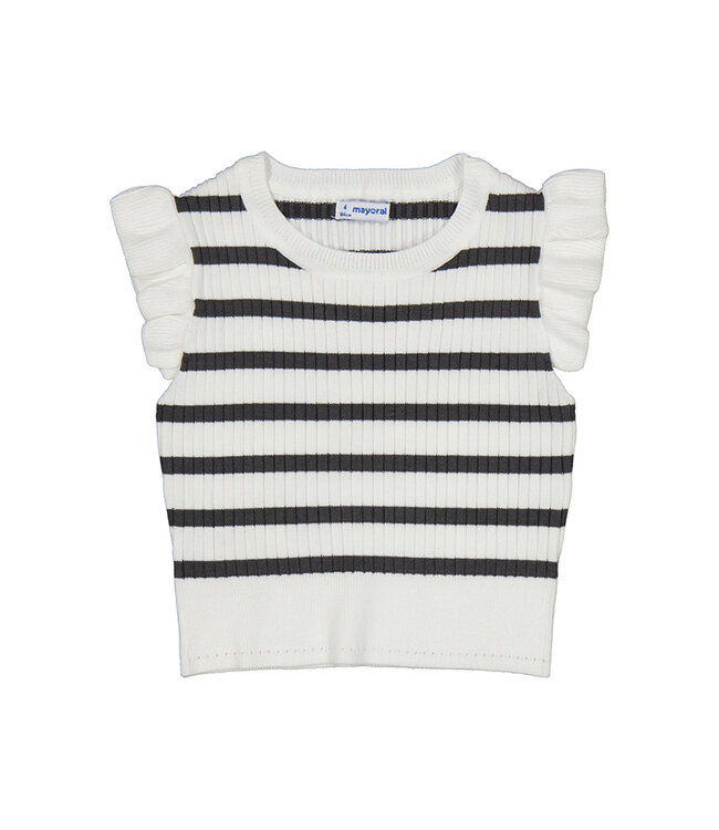 Mayoral White/Charcoal Stripe Top