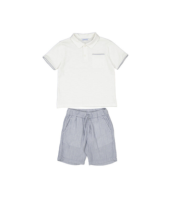 Mayoral Blue Polo Short Set