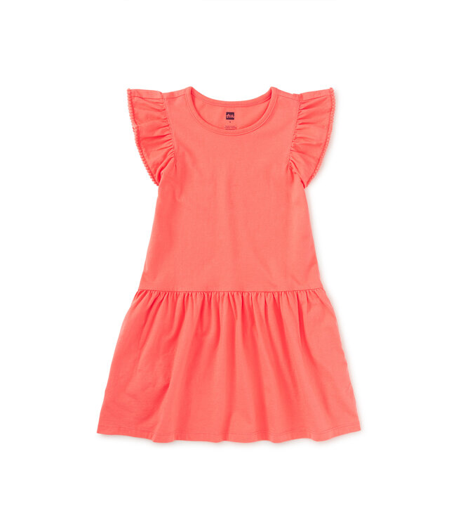 Tea Collection Sunset Pink Pom-Pom Flutter Dress