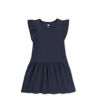 Tea Collection Indigo Pom-Pom Flutter Dress
