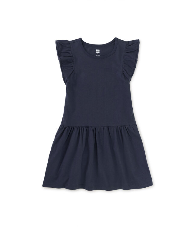 Tea Collection Indigo Pom-Pom Flutter Dress