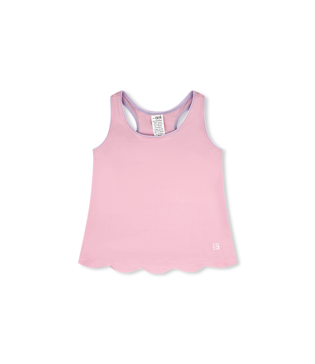 Set Athleisure Cotton Candy Pink w/ Purple Piping Anna Scallop Tank