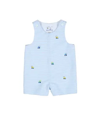 Florence Eiseman Stripe Birdseye Shortall w/Embroidered Trains
