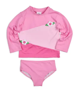 Florence Eiseman Colorblock Rash Guard Tankini w/Flowers