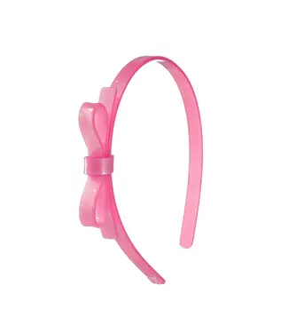 lilies&roses Thin Bow Pink Satin Headband