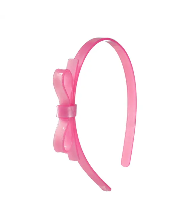 lilies&roses Thin Bow Pink Satin Headband