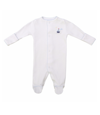 Feltman Brothers White Pima Sailboat Romper Preemie
