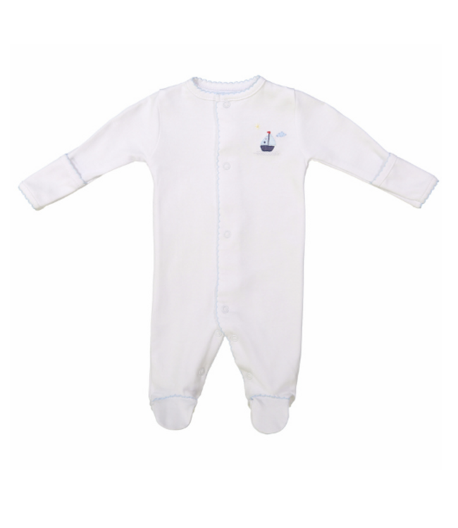 Feltman Brothers White Pima Sailboat Romper Preemie
