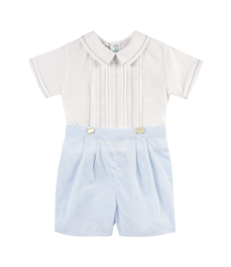 Feltman Brothers White/Blue Feather Stitched Bobby Suit