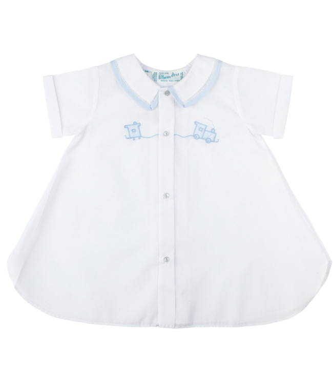 Feltman Brothers White Open Front Daygown w/Train NB