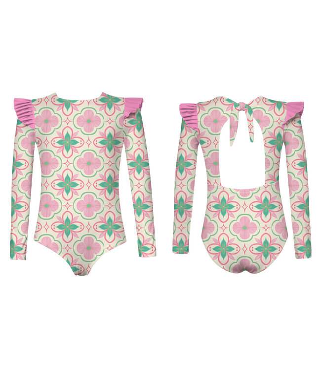Pepita & Me Azulejo Wings L/S One Piece Swimsuit