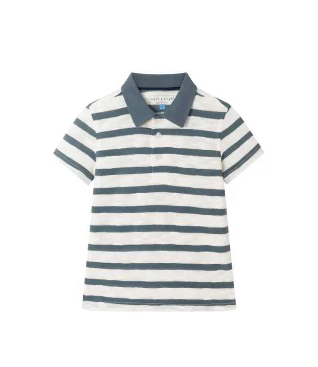 Andy & Evan Navy Stripe Textured Polo