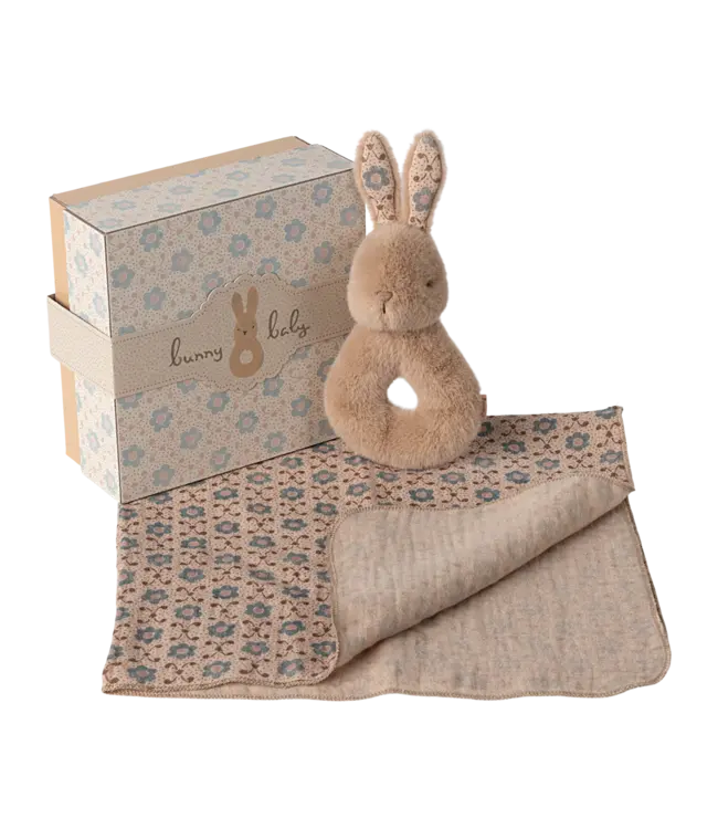 Maileg Rabbit Rattle Set-Cream Peach