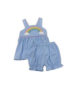 Claire & Charlie Lt. Blue Stripe Rainbow Bloomer Set