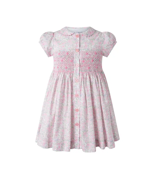 Rachel Riley Ditsy Bloom Smocked Button-Front Dress