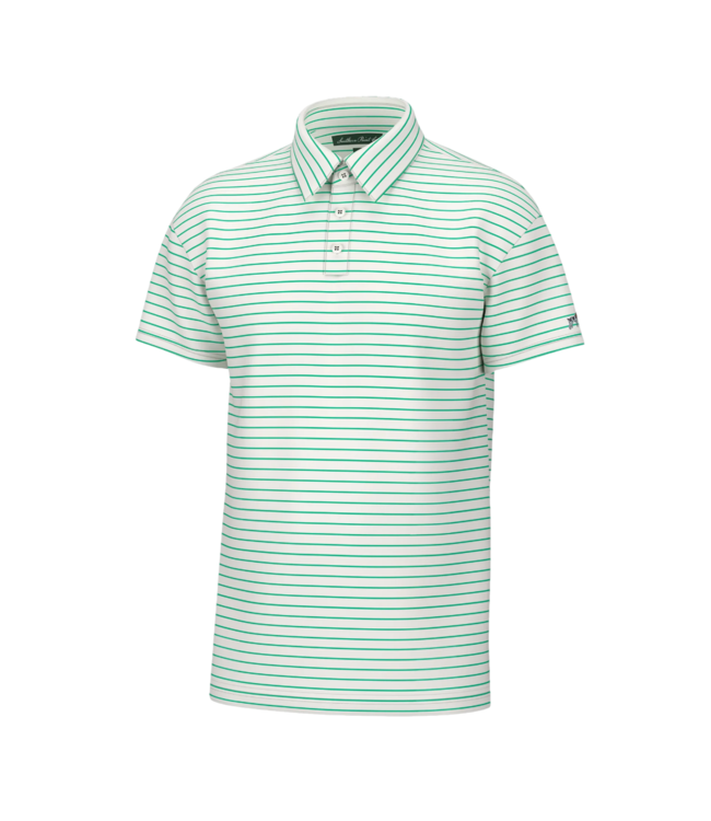 Southern Point Co. White Washed Jade Horizon Stripe Performance Polo