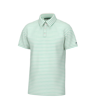 Southern Point Co. White Washed Jade Horizon Stripe Performance Polo