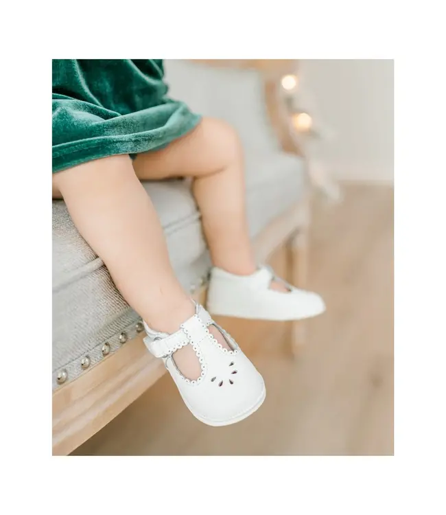 L'amour Shoes Dottie White Scalloped Mary Jane