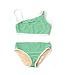 Shade Critters Green Stripe One Shoulder 2 Piece Swim Suit