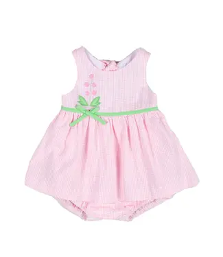 Florence Eiseman Check Seersucker Romper w/Flowers