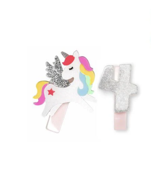 lilies&roses Unicorn Birthday Number Hair Clips