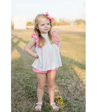 James and Lottie Lila Stripe Knit Lila Bloomer/Banded Short Set