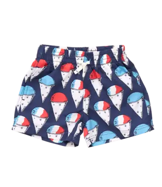 Pink Chicken Navy Snow Cones Swim Trunks