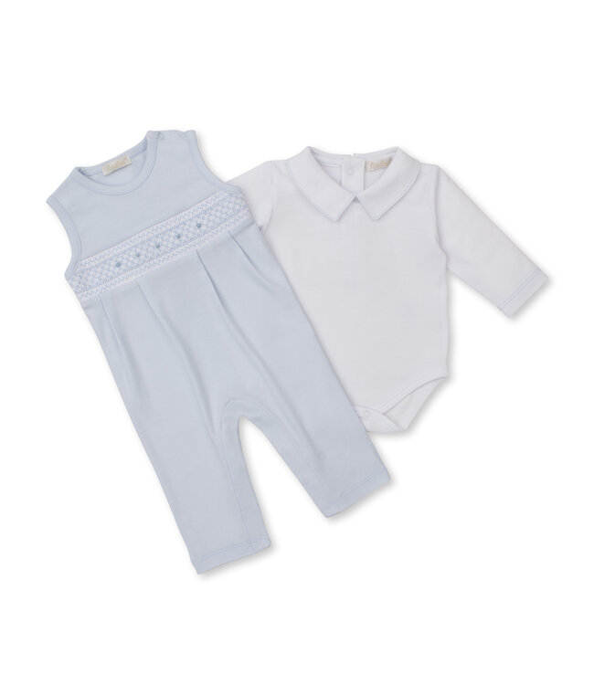 Kissy Kissy Lt. Blue CLB Fall 25 Overall Set w/Smocking