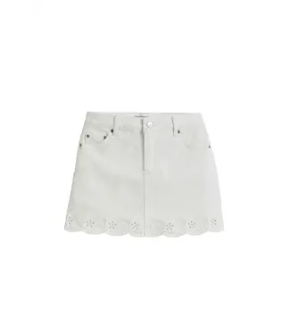 tractr White Floral Embroidery Eyelet Hem Skort
