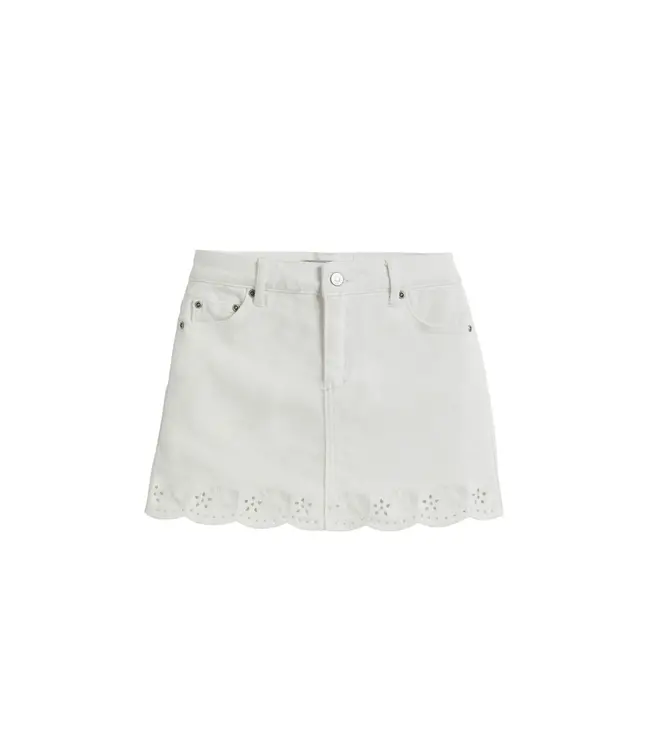 tractr White Floral Embroidery Eyelet Hem Skort