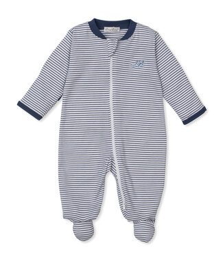 Kissy Kissy Blue Puppy Park Fun Stripe Footie w/Zip