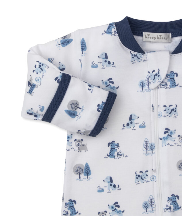Kissy Kissy Blue Puppy Park Fun Footie w/Zip