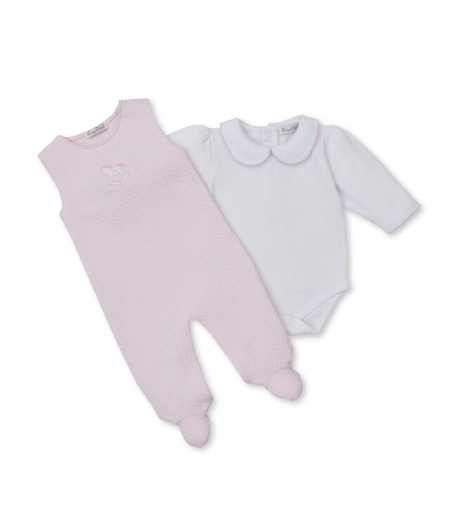 Kissy Kissy Pink Jacquard Overall Set