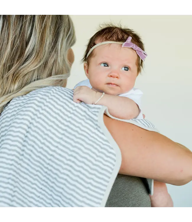 Little Unicorn Cotton Muslin Burp Cloth Grey Stripe