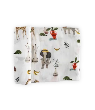 Little Unicorn Deluxe Muslin Swaddle Single Safari Social