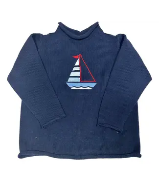 A Soft Idea Navy Jersey Rollneck Sweater