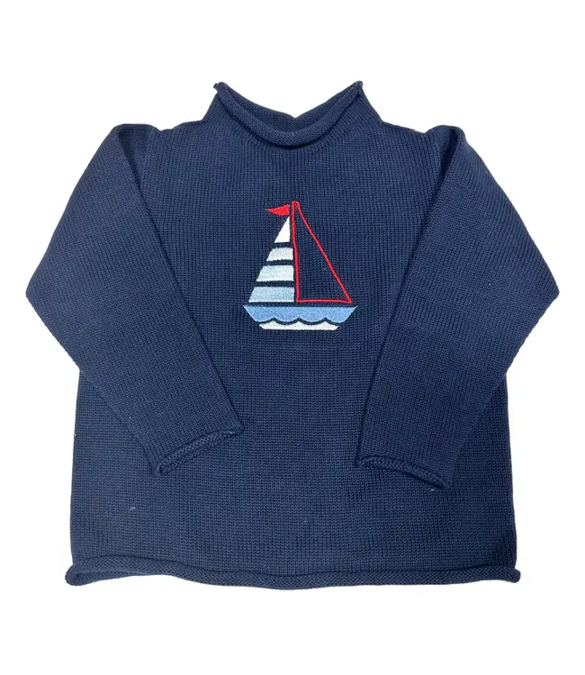 A Soft Idea Navy Jersey Rollneck Sweater