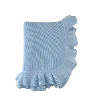 A Soft Idea Ruffle Knitted Blanket Blue