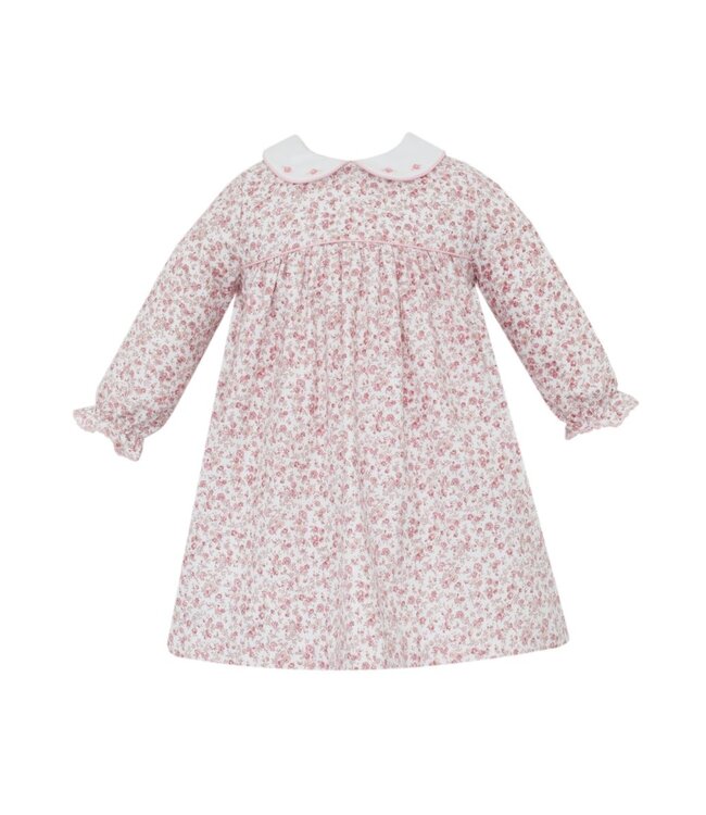 Anavini Yvonne L/S Pink Roses Liberty Floral Twill Float w/ White Collar