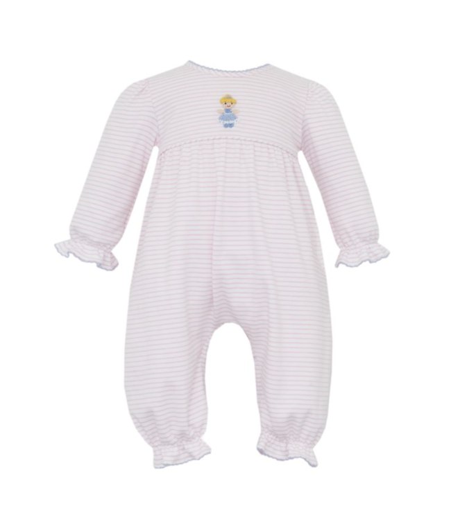Petit Bebe Pink Knit Stripe Cinderella L/S Romper