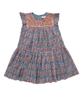 Pink Chicken Blue Paisley Fiona Ruffle Dress