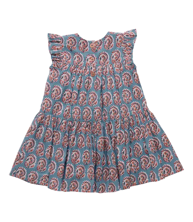 Pink Chicken Blue Paisley Fiona Ruffle Dress