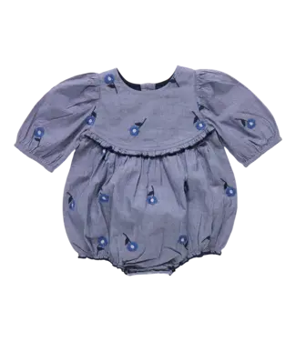 Pink Chicken Blue Blossom Embroidery Rowan Bubble