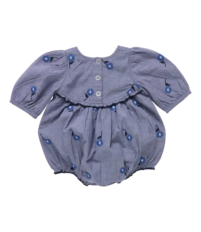 Pink Chicken Blue Blossom Embroidery Rowan Bubble