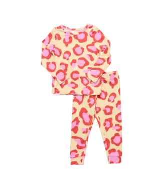 Pink Chicken Yellow Oversized Leopard Bamboo PJ Set
