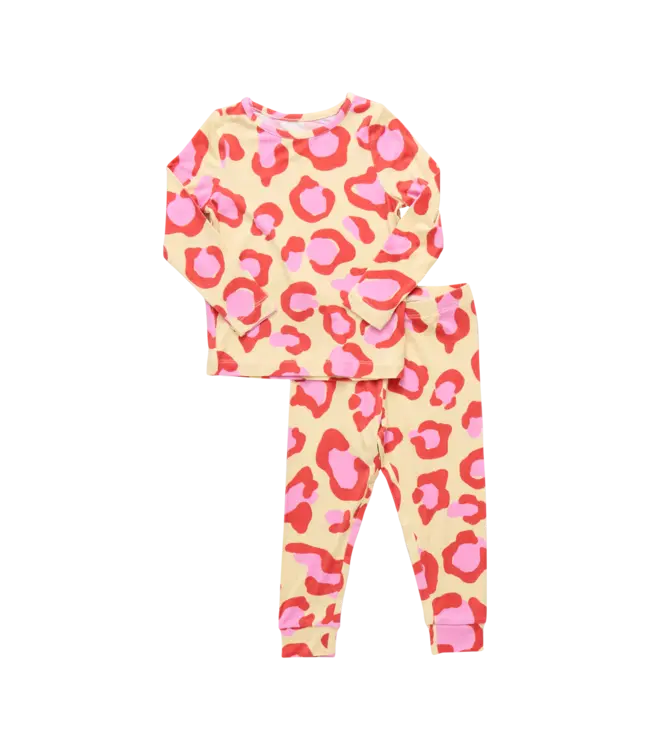 Pink Chicken Yellow Oversized Leopard Bamboo PJ Set