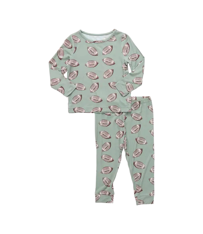 Pink Chicken Green Flying Footballs PJ Set