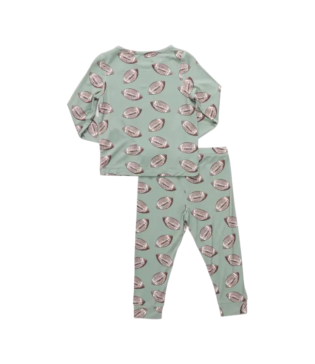 Pink Chicken Green Flying Footballs PJ Set
